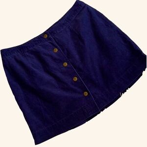 OLD NAVY Solid Navy Blue Snap-Up Corduroy Mini Skirt, Size 10, EUC.